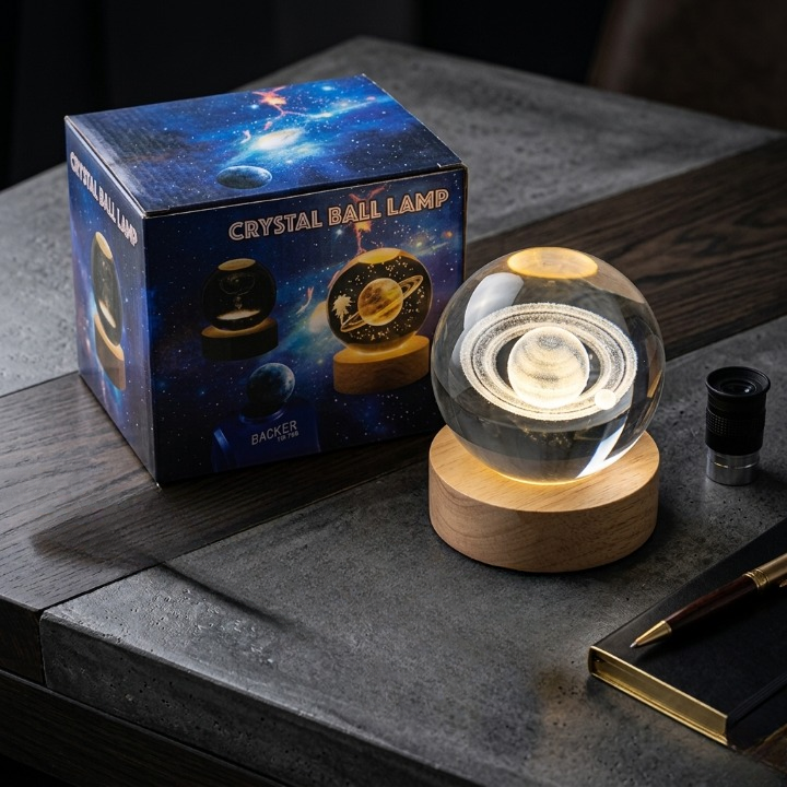 Luxury 3D Saturn Crystal Ball Lamp